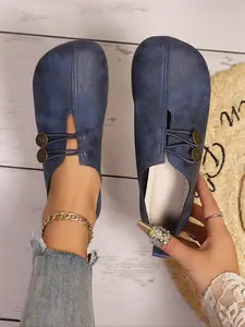 Women's Fashionable Solid Color Slip on Flats, Casual Comfortable Round Toe Flat Shoes for Daily Wear, Lightweight Breathable Shoes for All Seasons, Girl, Footwear