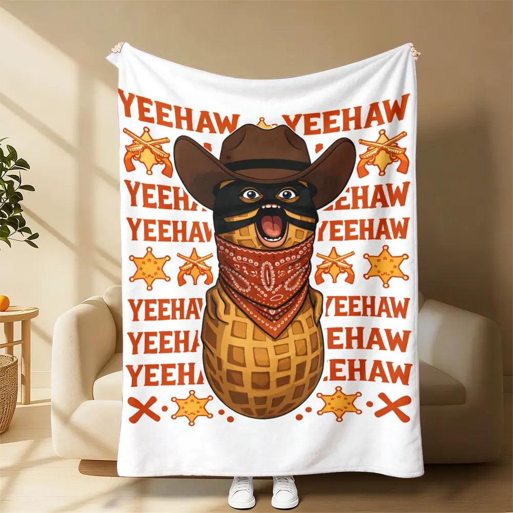 Arc Raiders The Burnt Peanut Yeehaw Goop Meme Print Microfiber Plush Lightweight Flannel Blanket - Wrinkle Resistant, Fade Resistant, Breathable, Durable, Machine Washable, All-Season Indoor Throw for Travel, Camping, Friend Gift, Christmas, Thanksgiving