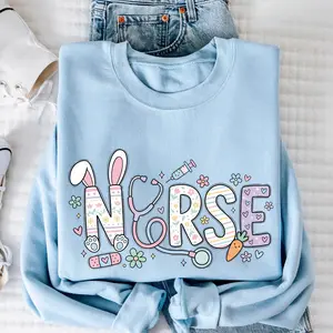 Easter Nurse Sweatshirt or T-Shirt, Floral Spring Nurse Tee, Bunny Nursing Student Sweatshirt, Easter Medical Tees, Nurse Life T-shirt, Nurse Week Gift Tees