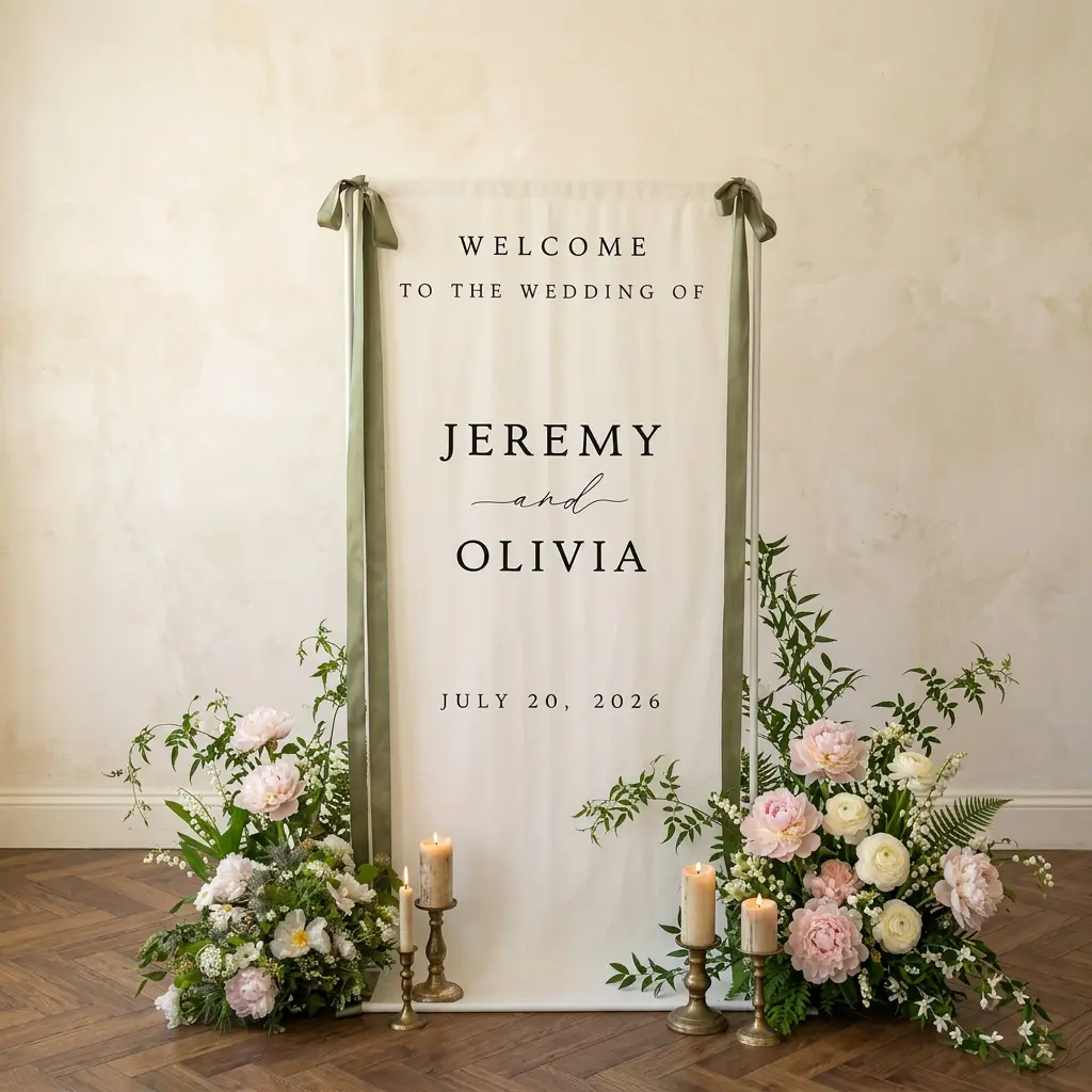Fabric Wedding Welcome Sign Modern Wedding Welcome Sign Fabric Linen Custom Wedding ceremony Boho Wedding Welcome Sign Ceremony Sign