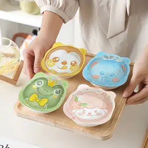 4Pcs Cute Cartoon Animal Shaped Ceramic Bowls, Kawaii Kids Breakfast Rice Soup Bowls, Creative Lovely Tableware For Baby Household Daily Dining Snack Dessert Bowl