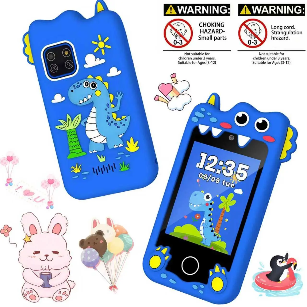 Kids Learning Toy Phone, Digital Handheld, Touch Screen, 8GB Storage, Educational Toy, Learning Tool, Multifunction, Soft Silicone Shockproof Case, Capture Life Moments, For Family Gatherings, Ideal Christmas Birthday Gift For 3-12 Year Old Boys & Girls