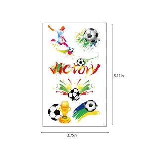 Soccer match tattoo stickers — cheer/support, game atmosphere, victory check-in, photo props, set of 5