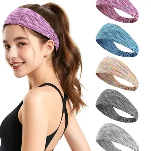 Women Sweat Absorption Wide Yoga Headband, Non-Slip Soft Elastic Sports Headbands, Training Headband, Sweat Absorbing Headband for Workouts, Running & Gym - 5-Pack Colorful Assortment