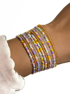 Boho Style Colorful Beaded Bracelet, Fashionable Beaded Bracelet for Women & Girls, Casual Trendy Accessories for Party and Daily Life, Multilayered Bangles