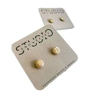 Small Stud Earrings | Gold & Champagne Foiled Polymer Clay Circle Stud | Handmade Earrings | Unique, One-of-a-Kind Wears