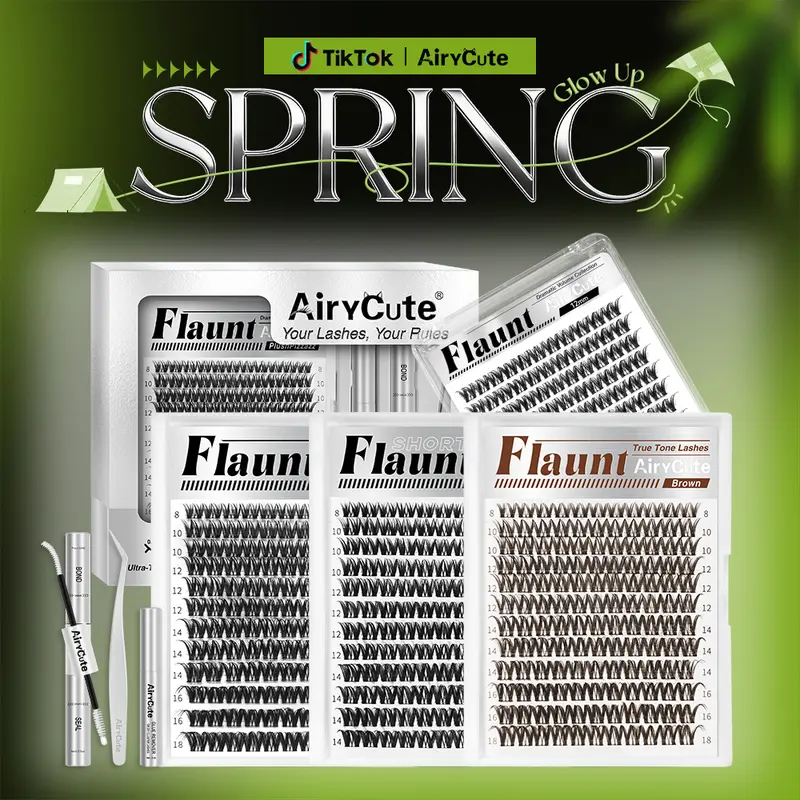 Flaunt Collection | Airy Cute Flaunt & Short Flaunt & Brown Flaunt & One-Length Flaunt | Waterproof, Long-Lasting Lashes | Flora | Natural Daily, Volume Style | Beginner Friendly DIY Lashes For a Flawless, Voluminous Look
