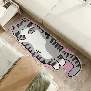 Adorable Cat Carpet 20" X 63", Non-Slip And Soft, Thick Faux Cashmere Material, Animal Pattern, Fun Cat Design For Bedroom And Living Room, Long Rectangular Indoor Decorative Rug