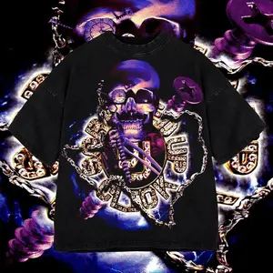 Skull Radio  Cool Texas Washed T-Shirt For Men, Graphic Vintage Acid Wash Heavy Cotton Tee, Streetwear Football Oversized Cowboys Texas Mexican Fans, Made In US