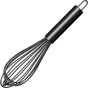 Silicone Whisk Stainless Steel Wire Kitchen Cooking Tool Heat Resistant Non Scratch Balloon Egg Beater for Stirring Frothing Whisking 11-Inch Black