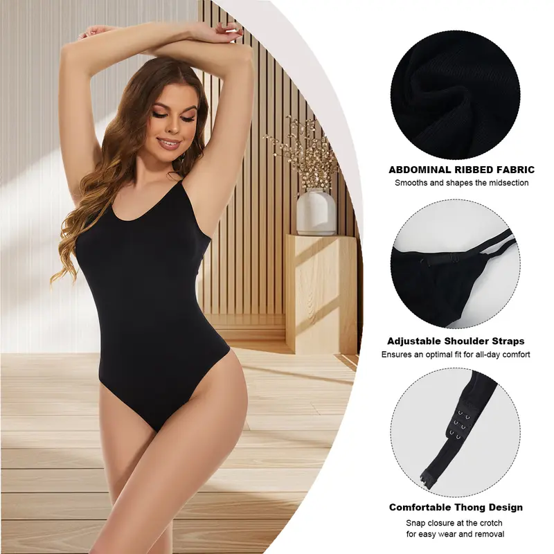 Product Introduction of VVL Women's Seamless Brief Thong Shapewear Bodysuit, Basic Fashion Round Neck Sleeveless Body Shaper with Tummy Control, Butt Lift & Breathable Mesh Fabric 18