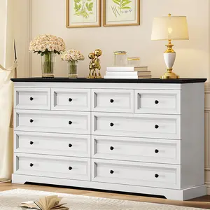 HAUOMS 55.1 inch wide Dresser With 10 Storage Drawers for Bedroom and living room,TV stand.
