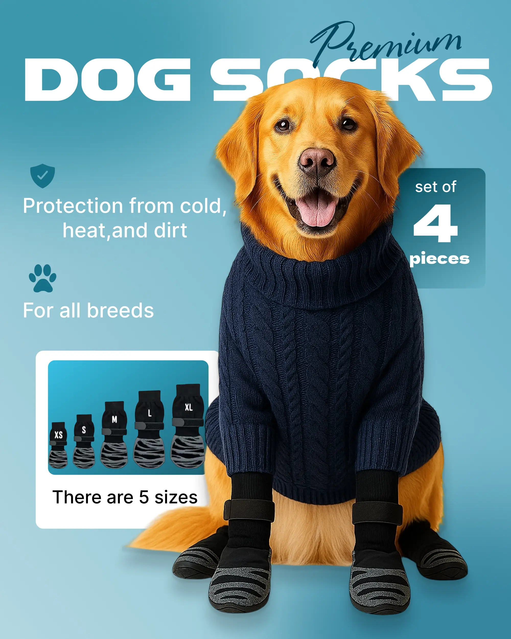 Grippy Dog Socks - Premium Non-Slip Dog Socks & Lightweight Dog Shoes – Paw Protection for Cold Floors, Hot Pavement & Everyday Wear | Cotton & Waterproof Options | XS–XL