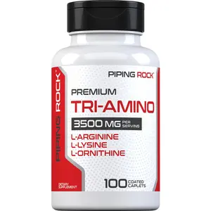 Piping Rock Tri Amino Supplement | 100 Caplets | Complex with L-Arginine, L-Ornithine, L-Lysine | Vegetarian, Non-GMO, Gluten Free