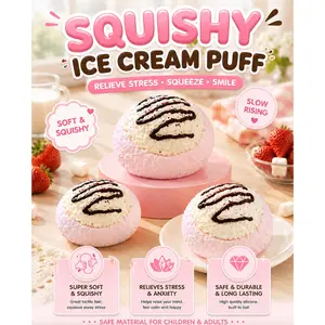 [Yuyu's Squishy World] Handmade taba squishies/ice cream puff squishy toys full silicone reborn squishy, fidget toys, taba squishy, ice cream puff 271g, Gifts for Girls & Boys Hydro Slime Eggcellent Putty