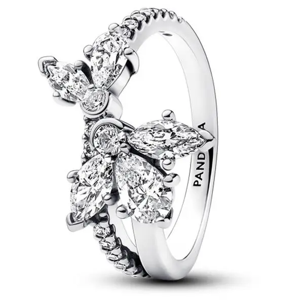Pandora Sparkling Asymmetrical Herbarium Cluster Ring 193023C01-56
