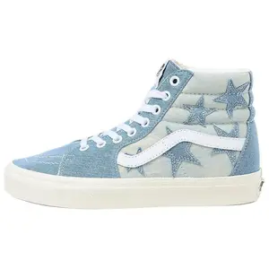 Vans SK8-HI Comfortable Minimalist Unisex High-Top Skate Shoes with Blue Print Verifiable, with credentials and supporting global authentication