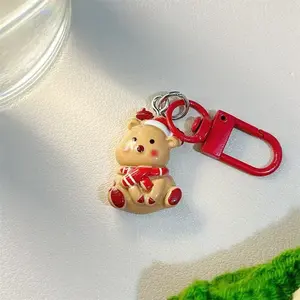 Cartoon leather Santa Claus pendant keychain cute and exquisite leather bag pendant Christmas gift