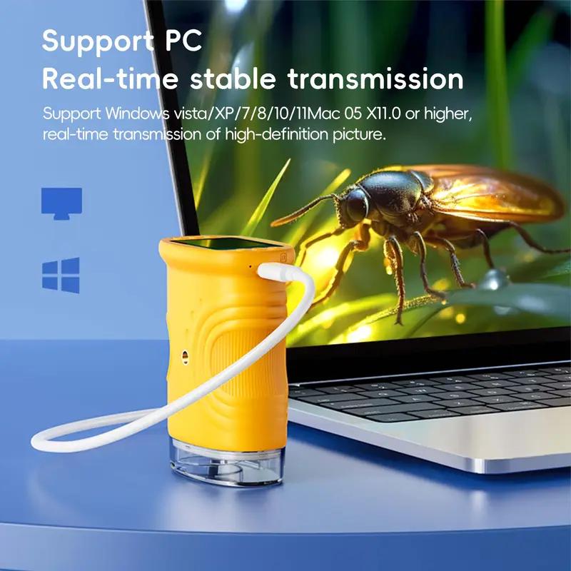 Kids Handheld Digital Microscope, 1000X Zoom 2.0 Inch IPS Screen Portable Microscope for Kids, Rechargeable Nature Exploration Toy, Educational Science Gift for Boys Girls Ages 3-12, Outdoor Observation Tool for Insects Plants