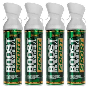 Boost Oxygen Large SPORT Orange Aroma 10 Liter Canister for Support, (4 Pack)