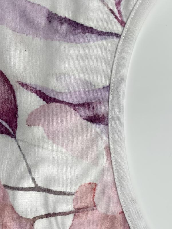 Watercolor Leaf Set Purple Tone Top with Contrast Color & Pink Wide Leg Pants Elegant Casual Two-Piece Set for Everyday Wear