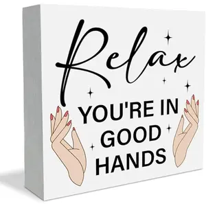 Beauty Shop Decor, Salon Decor for Hair Stylist Nail Lash Tech Esthetician, Massage Spa Room Nail Room Desk Accessories Wood Plaque Sign 5x5 inch