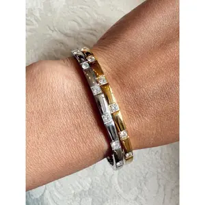 CZ Hinge Bangle - Gold
