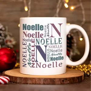 Repeating Name Mug, Custom Mug, Ceramic Coffee Mug, Gift for Friend, Office Mugs, Coworker Gifts, Personalized Mug, Custom Name Mug