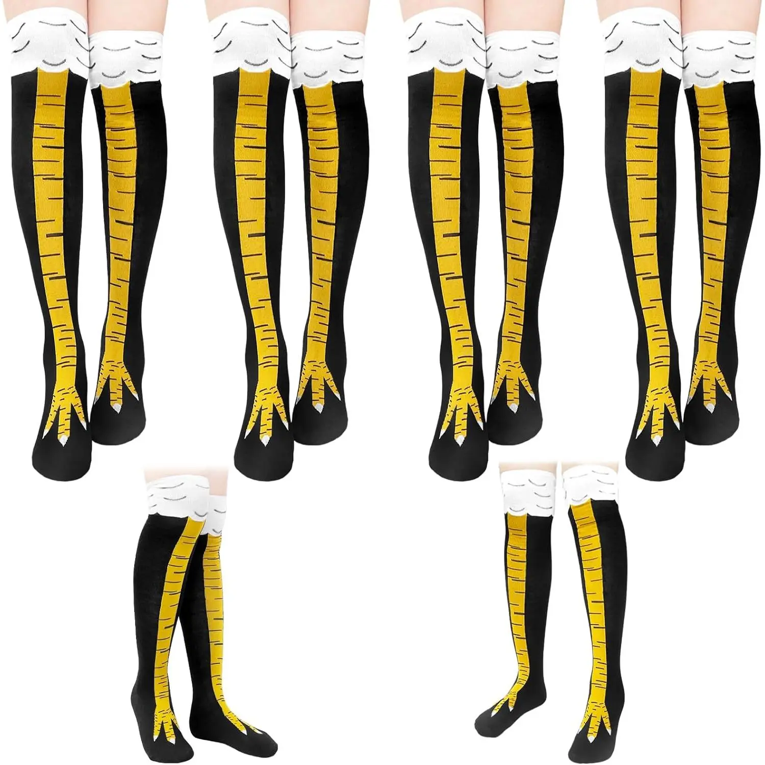 4 Pair Chicken  Socks,25.6 Inch Chicken  Over The  Sock,Novelty Funny  for Adult,Women,Men,Teen,Xmas Gifts