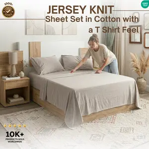 Luxury Jersey Knit Sheet Set, Soft Stretchy Cotton T-Shirt Feel, 3 Piece, Breathable, All Season, Shrink Resistant, Twin Full Queen King | Utopia Bedding Luxury Jersey Knit Sheet Set, Soft Stretchy Cotton T-Shirt Feel, 3 Piece, Breathable, All Season, Shrink Resistant, Twin Full Queen King | Utopia Bedding