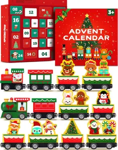 2025 Wooden Animal Train Advent Calendar for Toddlers, 24-Day Magnetic Countdown Calendar with Montessori Toys, Christmas Gifts for Kids, Boys and Girls