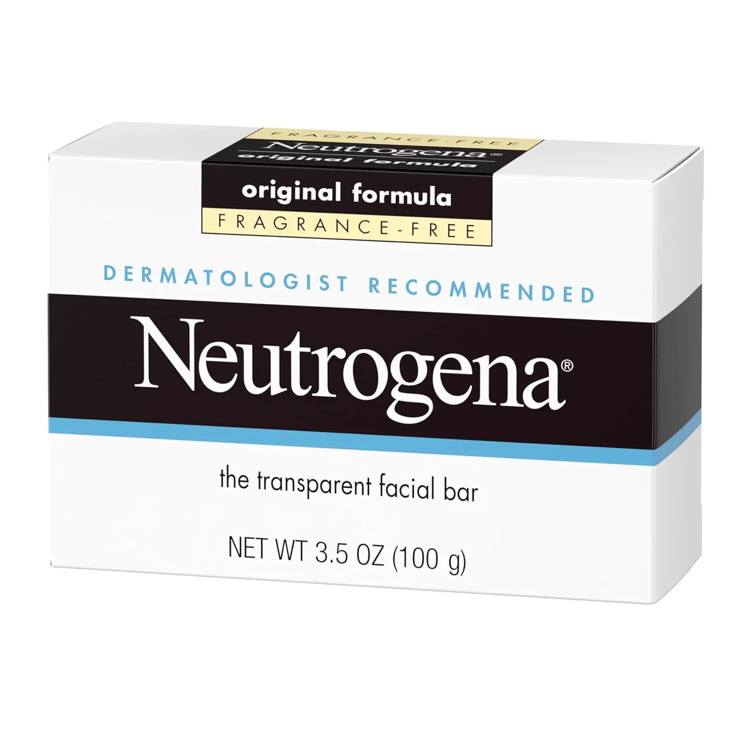Neutrogena Original Transparent Facial Cleansing Bar, 3.5 oz | Fragrance-Free Glycerin Face Wash Bar Soap for Gentle Daily Cleansing, Hypoallergenic & Dye-Free Pure Facial Soap
