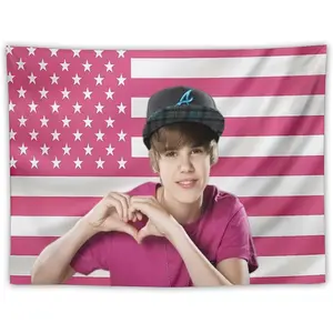 Justin American Stars Tapestry Stars Bieber Flag Tapestry Suitable for College Dormitory Bedroom Living Room Office Party Decoration Gift
