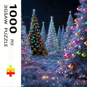 1000 Piece Christmas Tree Puzzle, Large Adult Family Interactive Toy, DIY Home Decor Brain Challenge, Holiday Scene, Perfect Gift
