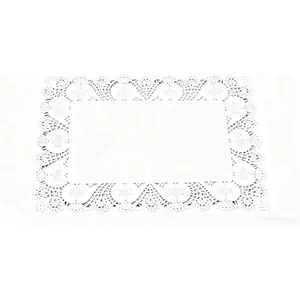 White Paper Doilies Rectangle Lace Design 14x10 Inch 150 Count for Wedding Party Table Decoration