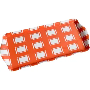 Orange Plaid Melamine Serving Tray with Handles,  Seasonal Platter - Lightweight Shatter-Resistant,  - Serving Tray for Holidays, Appetizers  Parties