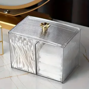 Transparent Makeup Cotton Pad Organizer Box, Multi-Purpose Storage for Skincare Tools, Home Desktop Cosmetic Holder, 1 Piece