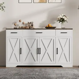 55" Modern Large Sideboard Buffet with Adjustable Shelves - Cupboard Furniture, Entryway Buffet, Modern Cupboards, Coffee Station for Dining Room, Living Room