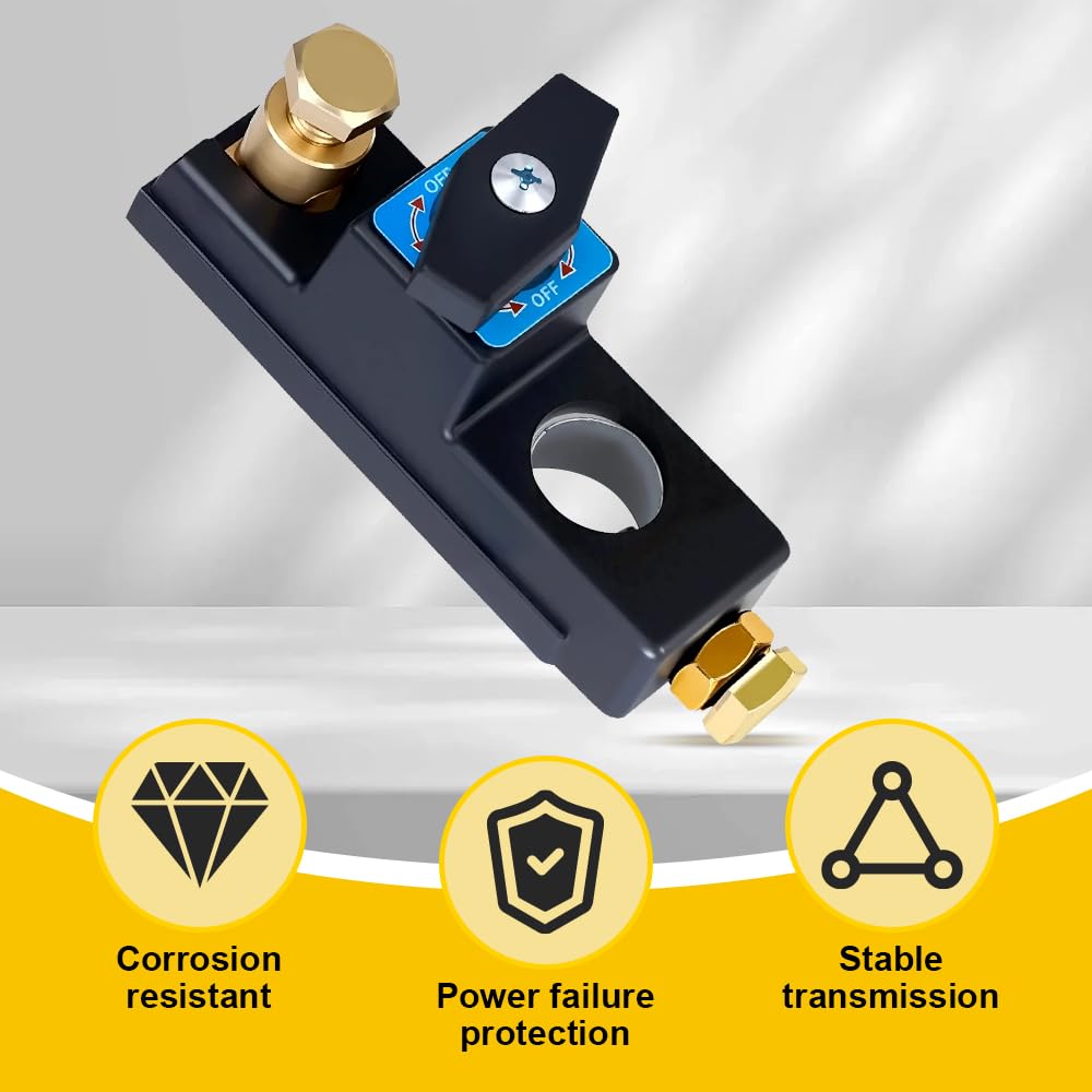 Heavy Duty Battery Disconnect Switch with Quick Release - Universal Master Isolator Kill Switch for Car, Boat, RV - Power Cut Off Shut Off Safety Switch