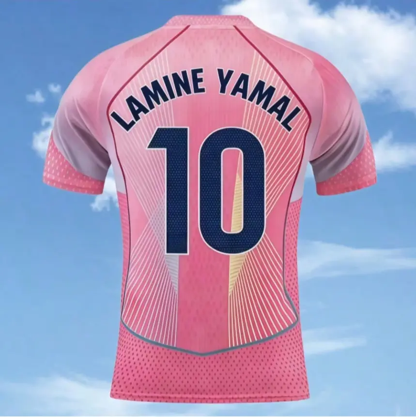 Catalonia Pink No. 10 Soccer Jersey – Lamine Yamal Name Print, Unisex Short Sleeve Football Fan Shirt, Modern Match Day Sports Top