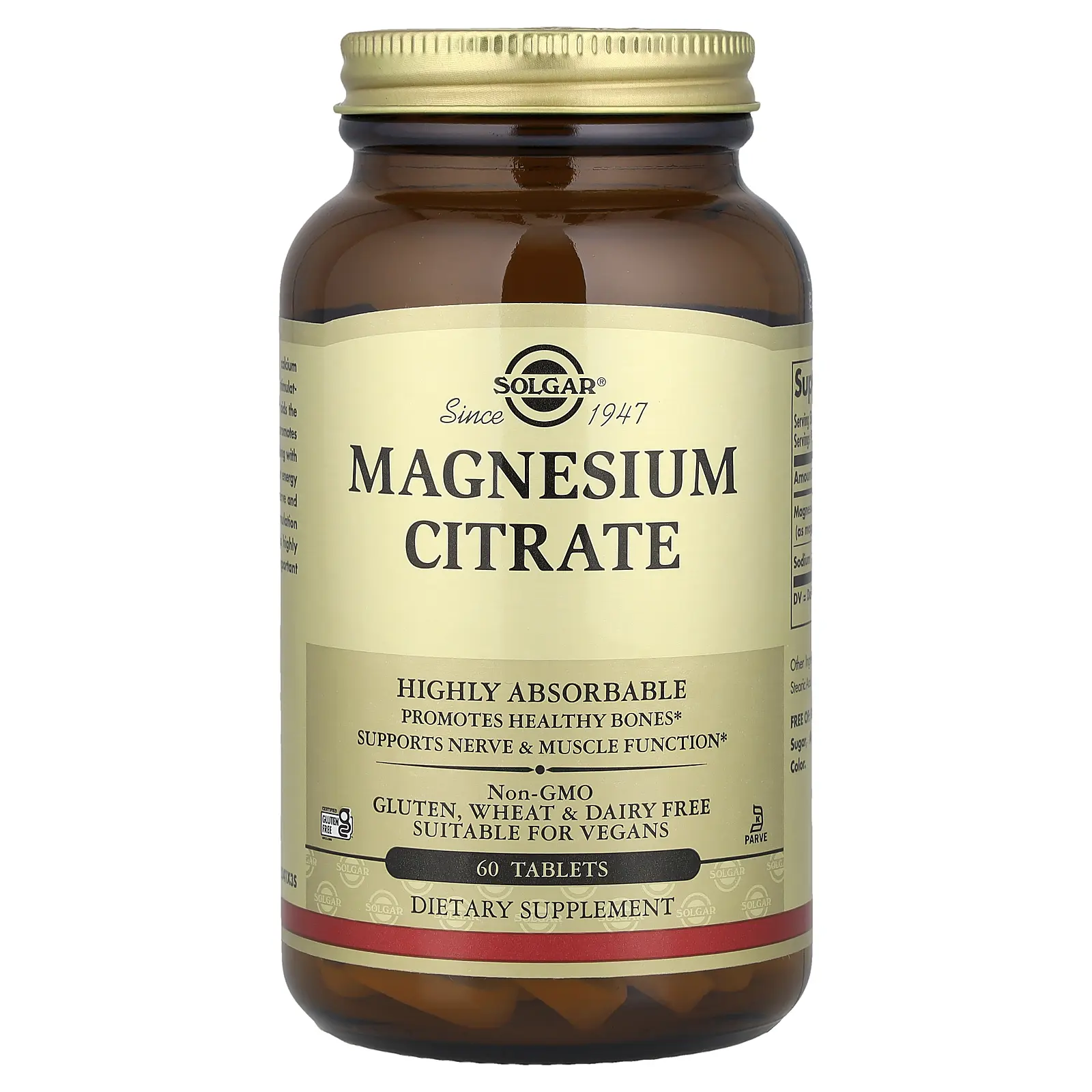 Solgar Magnesium Citrate, 60 Tablets (200 mg per Tablet)