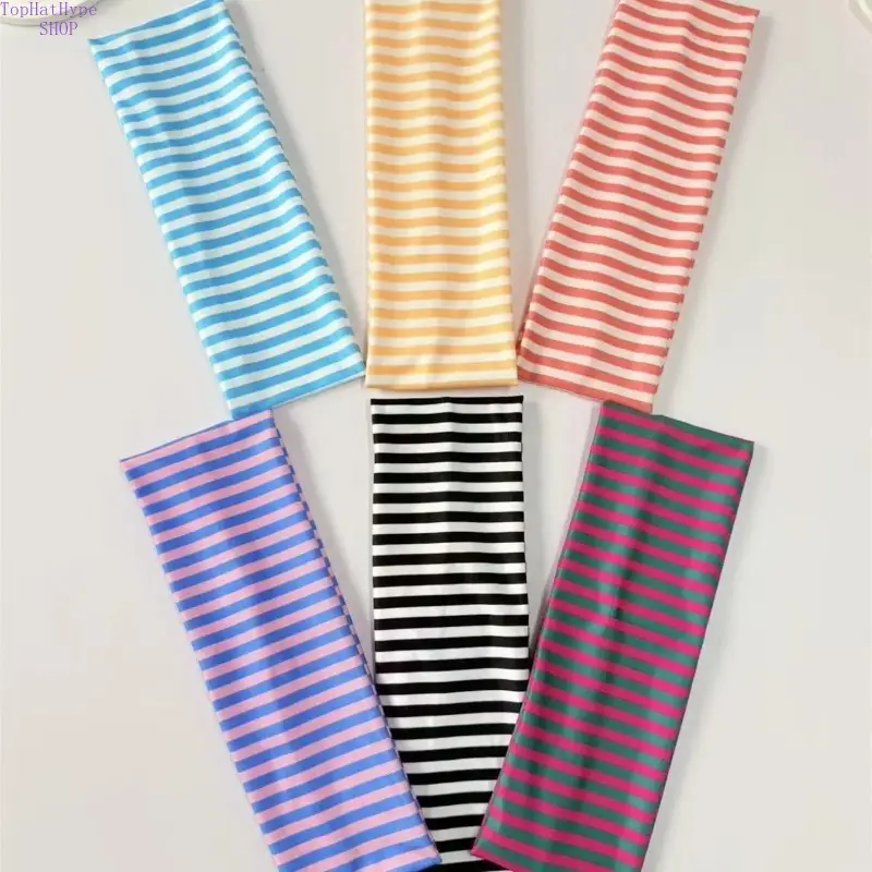 Women's Striped Elastic Sweat Wicking Training Headbands, Multi-Color Gym Wrap, Absorbent Design for Running, Yoga, Sweat Wicking Headband, Training Headband