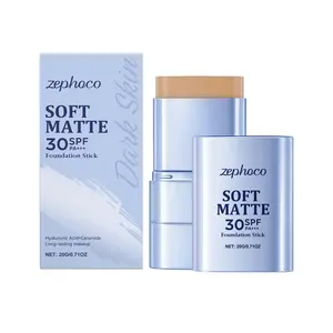 Zephoco Two-In-One Matte Foundation Stick (deep Skin Tone), Lightweight Concealer Long-Lasting Shine, Radiant Clear Makeup Finish