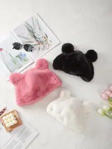 Cute Bear Ear Design Beanie Hat, New Style Fashionable and Trendy Winter Warm Hat, Women's Ear Protection Hat for Fall & Winter TikTokShopBlackFriday