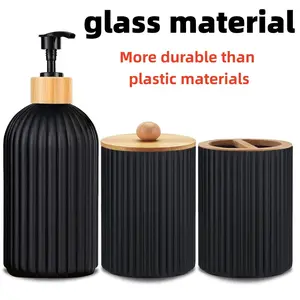 3-Piece Bathroom Supplies Set, Toothbrush Cup & Mouthwash Bottle, Reusable Shampoo Gel Container, Easy Clean Home Gift, Bathroom Accessory