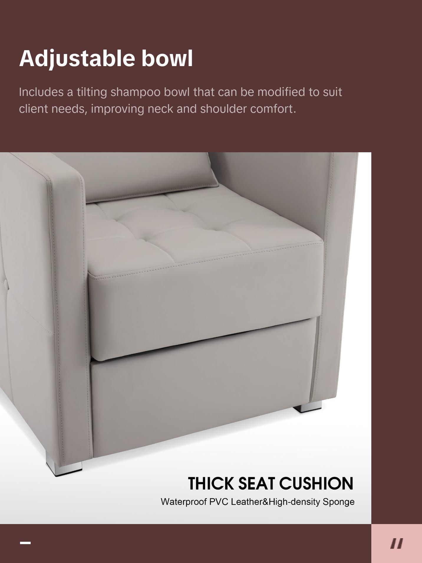 BarberPub Shampoo Chair with Backwash Ceramic shampoo Bowl Unit Station 9309