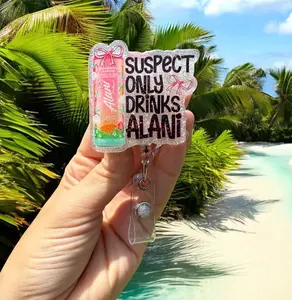 Suspect only drinks Alani Badge Reel, Nurse Badge Reel, Teacher Badge Reel, Retractable Reel, Glitter Badge Reel, TikTok Trend, Funny,RN