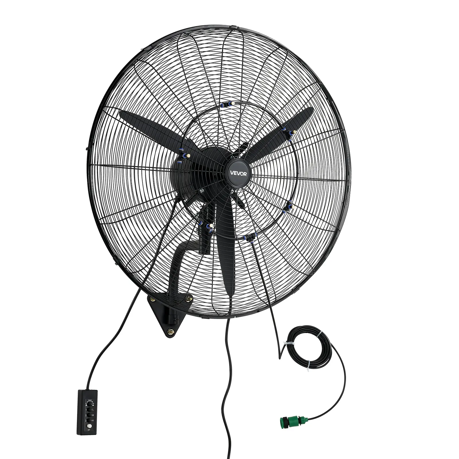【summerfinds】VEVOR Wall Mount Fan, 30 in Wall Mounted Hanging Fan with Oscillating & Mist, IP44-rated, 3-Speed, Powerful Air Reach, Mechanical Control, Long Airflow for Industry, Commercial, Garage, Workshop, Gym, Auto-Oscillating Wall-Mounted Fans, Co