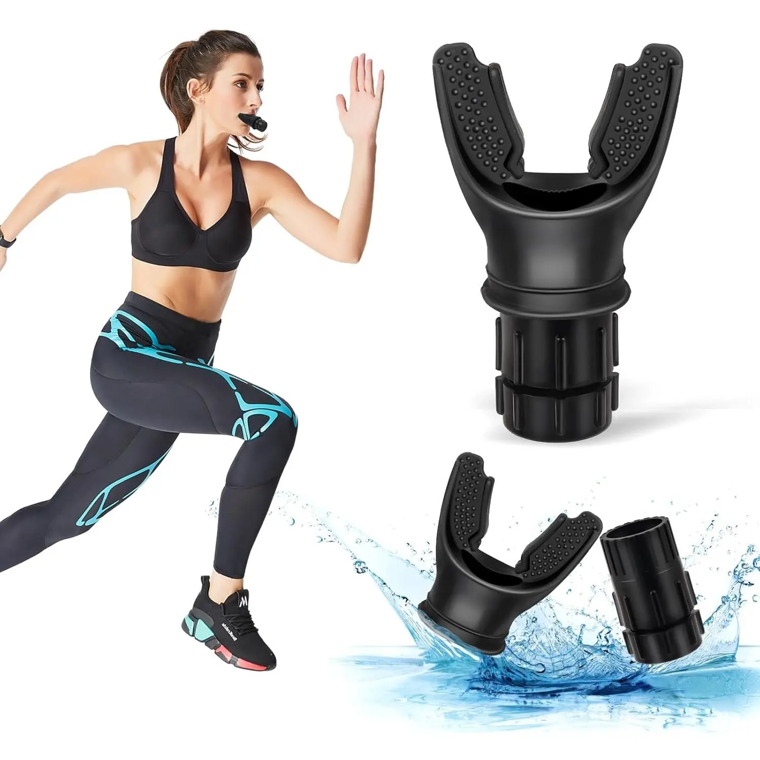 Silicone Breathing Exercise Trainer with Adjustable Resistance, Portable Training Fitness Equipment for Athletes to Improve Sports Endurance
