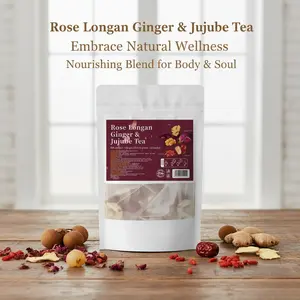 Rose Longan Ginger & Jujube Tea 6g x 20 Bags with Ginger Goji Berries Double-Petaled Red Roses Longan & Red Dates